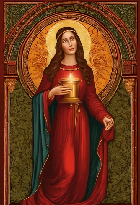 mulher medieval desenho, Mary Magdalene, disciple of Jesus, rosa vermelha na cabeca. Fundo da.imagem liso png