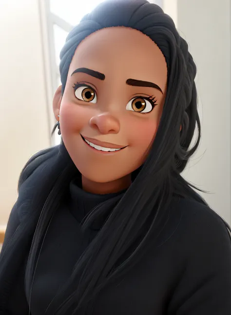 uma mulher negra, estilo pixar, alta qualidade, fundo de qualidade