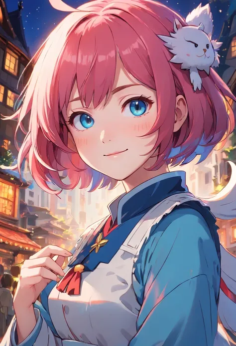 (master part), two girls, one with pink hair, one with white hair, best quality, expressive eyes, perfect face, (ultra-detailed:1.5), soft lighting, both girls wearing red and white christmas cosplay costumes, Extremely detailed face, middle boobs, express...