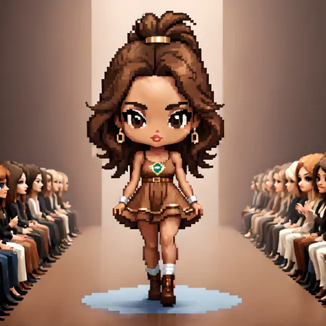 (Pixel art:1.5), (fashion show:1.5), (fashion week:1.5), (fantasy:1.5), (super model:1.5), (1girl:1.5), (1brazilian girl:1.5), (chibi emote:1.5), (chibi character;1.5), (Milan Collection:1.5), (brownish colors:1.5), (dress:1.5),