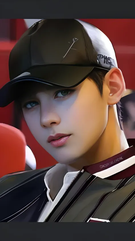 arafed image of a man wearing a baseball cap and a baseball uniform, kim doyoung, jinyoung shin, jungkook, inspired by bian shou...