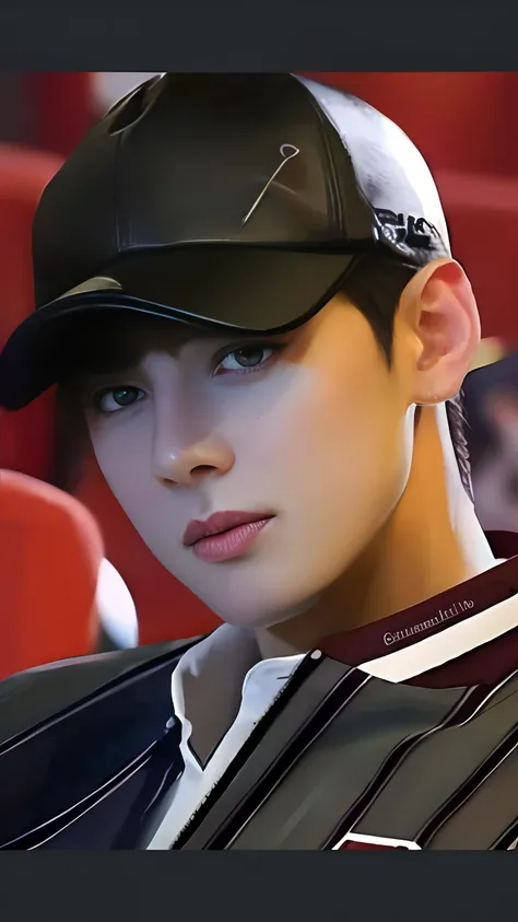 arafed image of a man wearing a baseball cap and a baseball uniform, kim doyoung, jinyoung shin, jungkook, inspired by Bian Shoumin, cai xukun, wan adorable korean face, photorealistic!!!!!!! art style, high quality fanart, inspired by Zhang Han, jinyoung ...