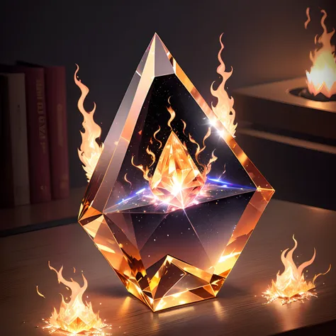 a diamond on fire with UCS engraved transparent logo