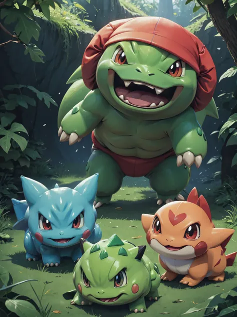 pokemon bulbasale is a pokemon type pokemon with a green tail and red eyes, bulbasaur, style of cute pokemon, similar to pokemon, new pokemon, illustration pokemon, bulbapedia, style of pokemon, squirtle, earth type pokemon, by Ken Sugimori, official art, ...