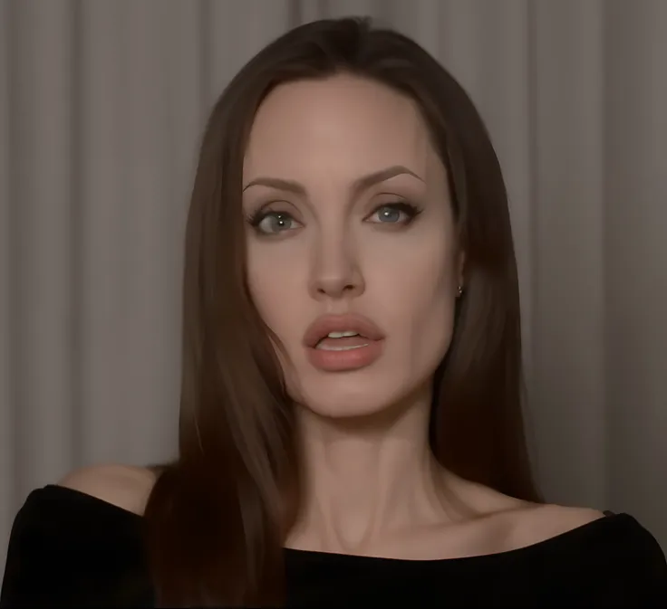 angry and intense angeline jolie looking at the camera, upset and frustrated angeline jolie, angelina jolie worried and upset, v...