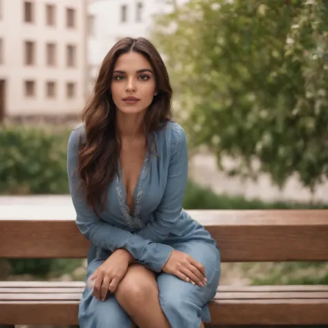 Nice latin girl standing over a bench with open legs