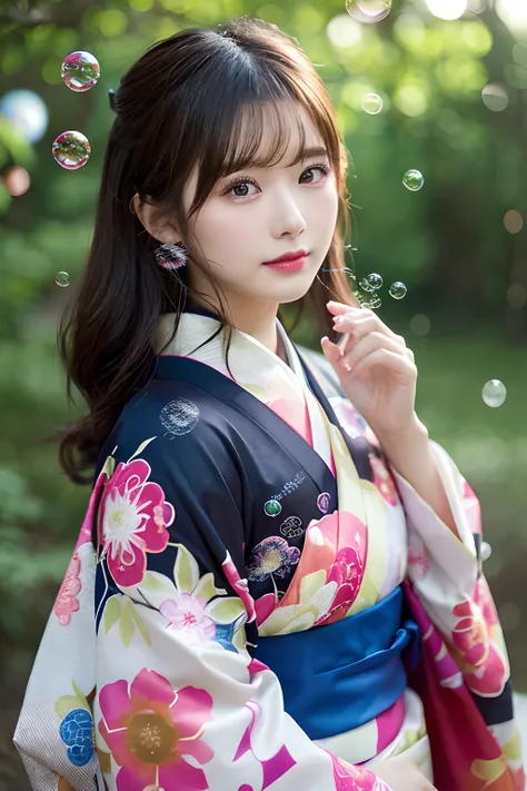 (Kimono)、Random Shots、、、randome pose、,(Bubbles:1.4)、、(top-quality,​masterpiece:1.3,超A high resolution,),(ultra-detailliert,Caustics),(Photorealsitic:1.4,RAW shooting,)Ultra-realistic capture,A highly detailed,high-definition16Kfor human skin、 Skin texture ...