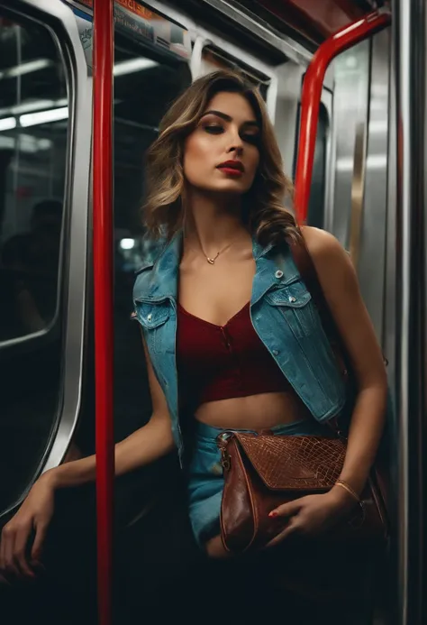 A sexy girl，nakeness，，On the subway