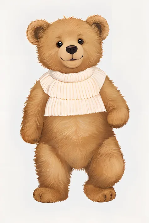 (Child bear, 3 years old, illustration), featured in a picture book, smiling, adorable, full body, white background, no frame, blank.