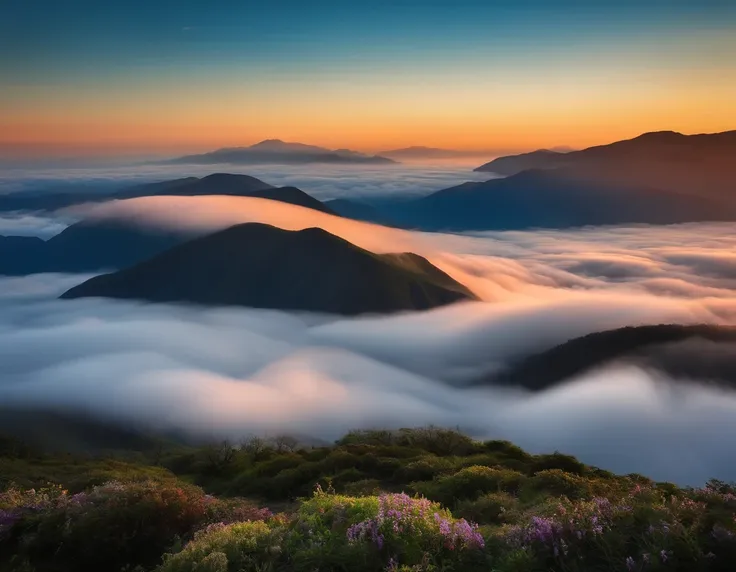 A sea of clouds on many mountains