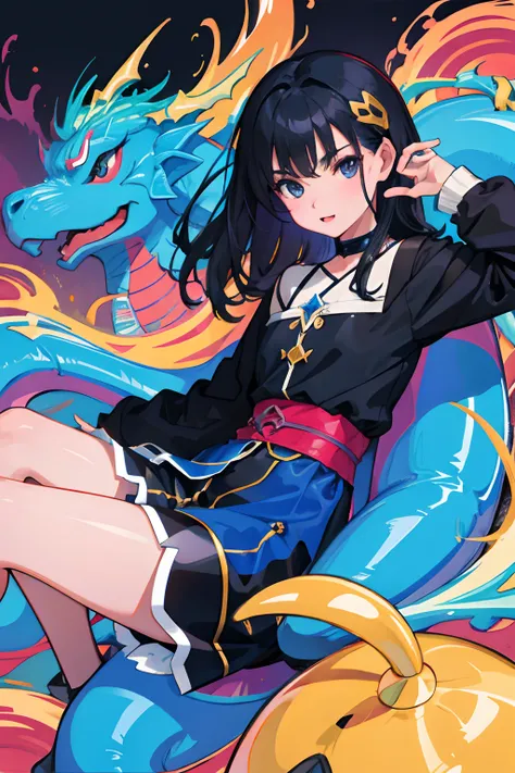 (child)，A dark-haired，Ride the Blue Dragon