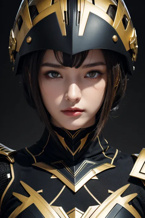 4K, masutepiece, hight resolution, absurderes,, Edge Thunderstruck, Woman in black and gold armor ,Wearing Edge and Thunder Tracks_armor, electrification, Wilding Thunder, Wearing an intricate armor helmet、​masterpiece, top-quality, hightquality, hight res...