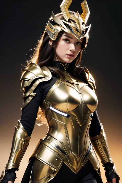 4K, masutepiece, hight resolution, absurderes,, Edge Thunderstruck, (Woman in gold and silver armor) ,Wearing Edge and Thunder Tracks_armor, electrification, Wilding Thunder, Wearing an intricate armor helmet、​masterpiece, top-quality, hightquality, hight ...