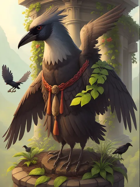 crows　a plant　Mythological creatures