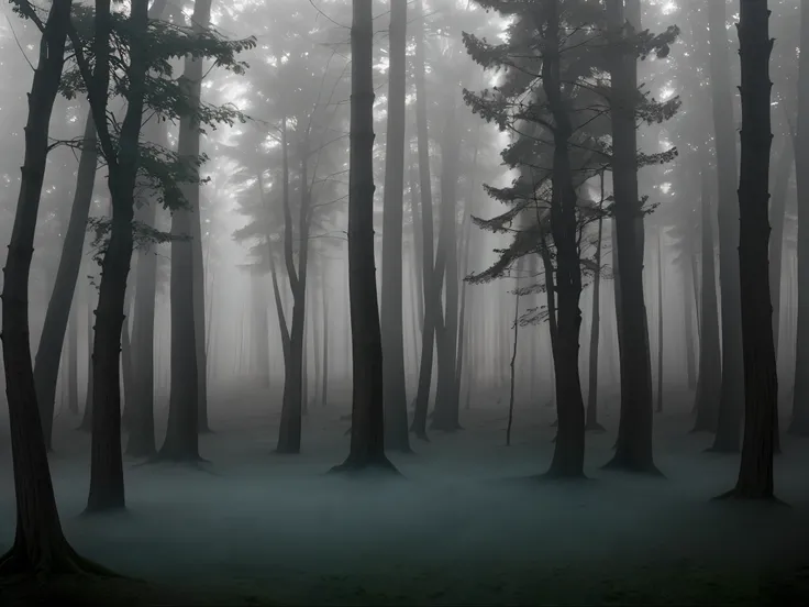 Mystical Foggy Forests: Trees shrouded in mist, creating an ethereal and mysterious atmosphere.