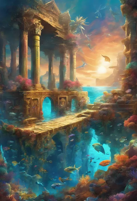 (Ultra-detailed, Best quality, hdr:1.2), Underwater Kingdom, The majestic king of the sea, Powerful trident, Shimmering scales, Elegant mermaid, mythological creatures, Vibrant coral reefs, A mysterious shipwreck, Mesmerizing colors of the ocean, Ethereal ...