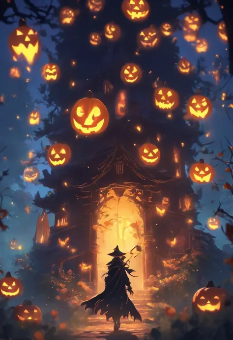 Halloween Night，Ghost Monster Ancient House Win M9 Bayonet Gamma Doppler，The style is Valorant（Intrepid Covenant），The combination of two-dimensional and realism，The scene pays attention to the atmosphere of light and shadow and the sense of space，Ghosts、Th...