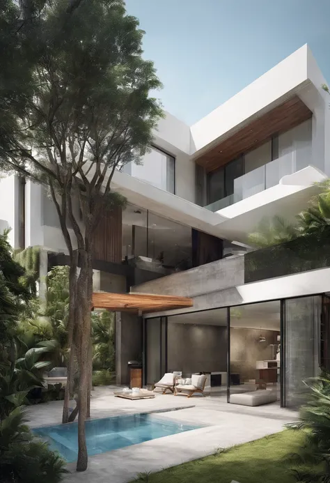 Modern style, Minimalist, Vietnamese, Villas, 2 floors, sonoko, Swimming pool, Clean lines, Large windows, Open, well-illuminated, Airy, Natural materials, wood, stone, concrete, glass, Lush greenery, Tropical plants, water feature, Outdoor living space, u...