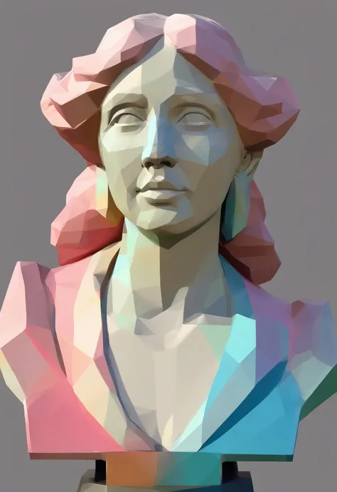 Close-up of a statue of a woman, Colorful classical statues, Escultura grega do retrato da divindade, classic art, bust with a beautiful neck, Escultura Michelangelo, classicismo artstyle,Estilo de arte de corte de papel, neon cor doce, simples, elegante, ...