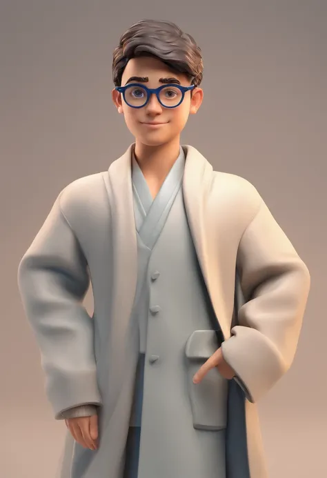 3D figurine of a boy in round glasses and a long black robe