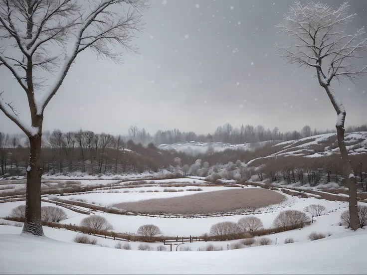 Snowy Winter Wonderland: Blankets of snow covering landscapes, creating a serene and tranquil winter scene.