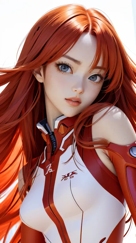 (best quality, masterpiece, colorful, dynamic angle, highest detailed)(Asuka Langley), upper body photo, fashion photography of cute red long hair girl (Asuka Langley), dressing high detailed Evangelion red suit (high resolution textures), in dynamic pose,...