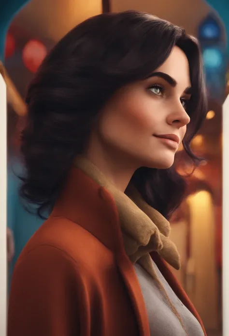 Criar um personagem no estilo pixar dentro de um jaleco. personagem branca cabelo castanho