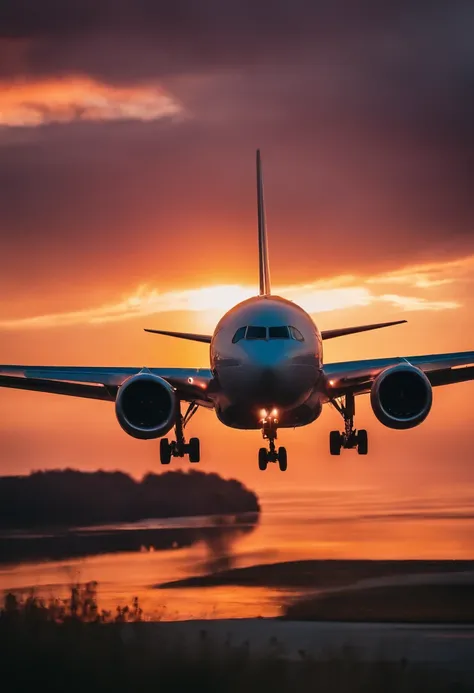 Close-up of cloudy sunset and airplane flying in the sky, Amazing skies, Amazing skies, Stunning sunset, brilliant sunset, A very colorful heaven, Amazing reflections of the sky, Colorful clouds, colorful sunset, Sunset clouds, Cloudy sunset, Glowing cloud...