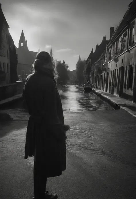 Créez une image mettant en scène une silhouette mystérieuse sous les lumières de la ville, marchant dans lobscurité. Des ombres sétirent derrière elle, et des indices énigmatiques flottent dans lair. Limage doit évoquer un sentiment de suspense et dintrigu...