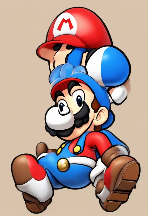 (Mario), design de personagens, Nintendo Super Mario, (olhos azuis, red hat, terno vermelho, blue suspenders, luvas brancas, )super bonito estilo caixa cega, Chibi, corpo inteiro, exaggerated expressions and actions, fundo limpo, Destaques iridescentes bri...