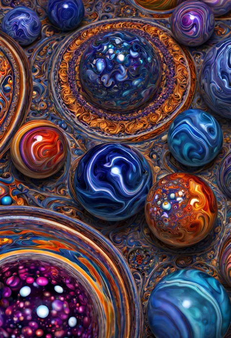 psychedelic art in drdjns style of photorealistic marbles, intricate patterns, complex and detailed, masterpiece, 8k, hdr