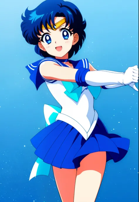 Anime Boy、Junior high school boys、gender change、gender change(Girls to boys)、Sailor Mercury、solo、Sailor Senshi Uniform、Ami Mizuno、Blue choker、rating:safe、Blue-eyed boy、Blue sailor collar、Sky blue bow tie、Very short blue-haired boy、skirt、a blue skirt、blue_t...