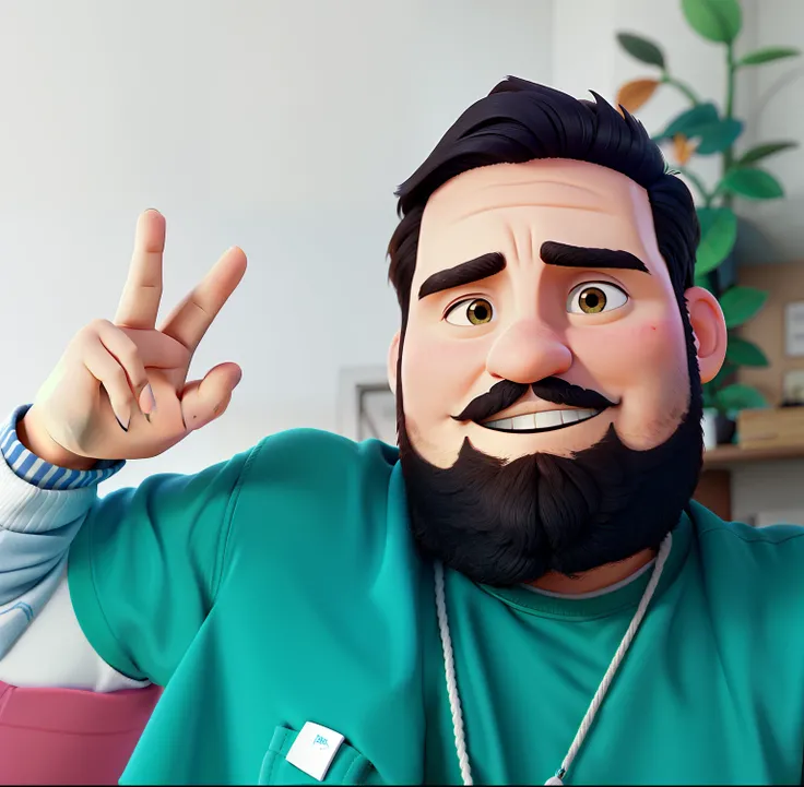 Homem de barba e jovem, estilo pixar