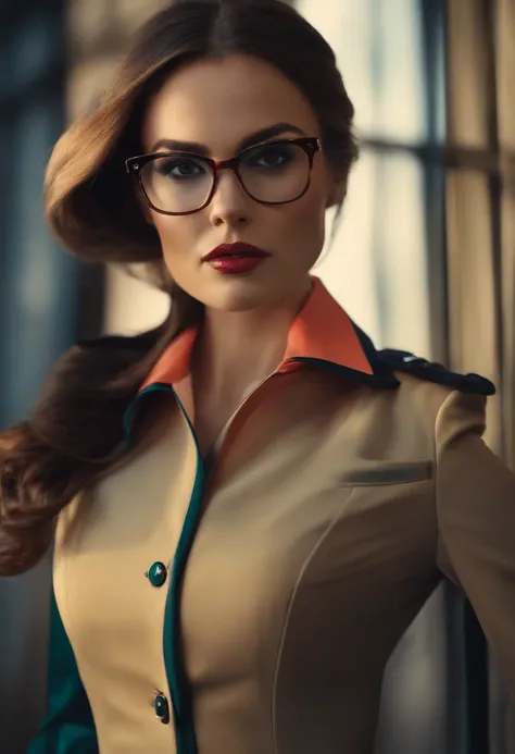 Woman in a recruiting suit with glasses