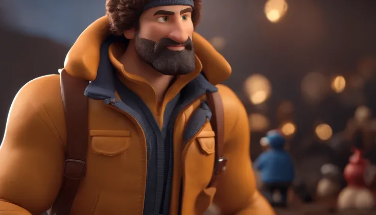 Cartoon character of a man with a beard and a winter jacket, animation character, Caractere estilizado, animation style rendering, 3D estilizado, Arnold Maya render, 3 d render stylized, toon render keyshot, Personagem 3D, Personagem 3D, 3d rendering styli...