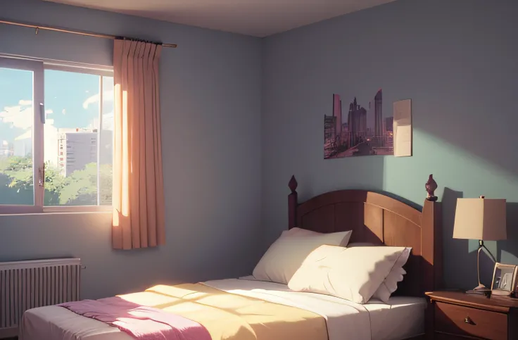 bedroom background, style of madhouse studio anime, anime background art, personal room background, in style of makoto shinkai, anime. , lofi artstyle, style of makoto shinkai, realistic rpg maker style bedroom