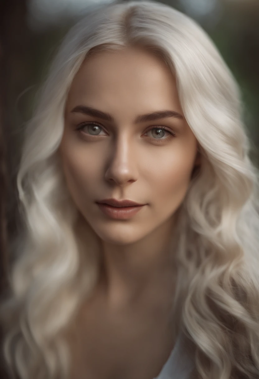 high quality, best quality, photo-realistic, raw-photo, realistic, ultra realistic 8k cg, ultra-detailed, High definition, masterpiece, Slender girl with long white hair сидит на мотоцыкле харлей девитсон