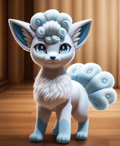 real e621, photorealistic, masterpiece, alolan_vulpix_(pokemon), looking at viewer, sharp blue eyes, full body portrait,