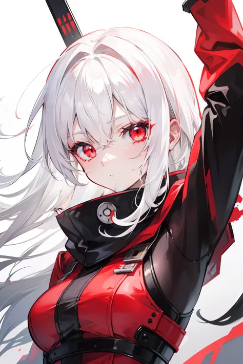 one-girl，White hair and red eyes，Wasteland