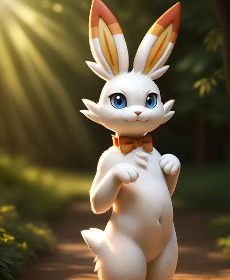 real e621, photorealistic, masterpiece, scorbunny_(pokemon), looking at viewer, sharp blue eyes, full body portrait,