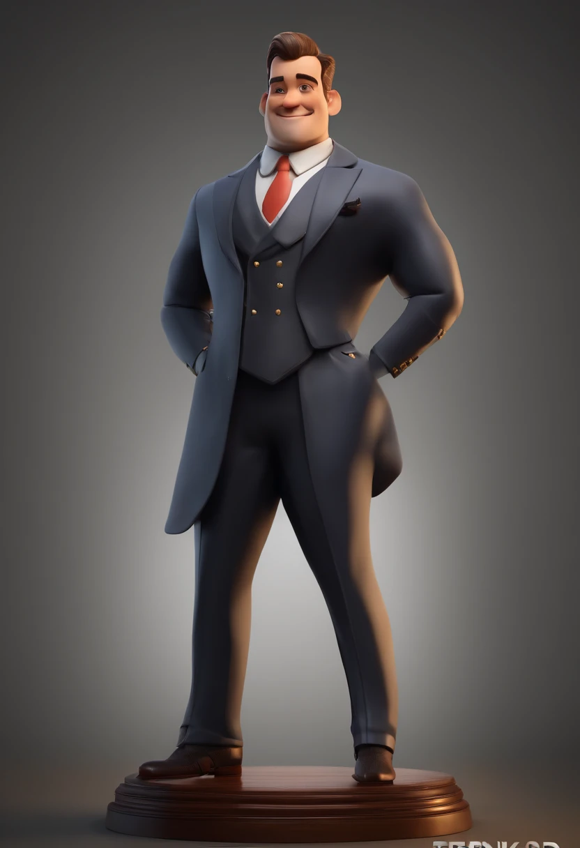 Personagem de desenho animado de um homem de terno cinza e gravata branca, cabelo grisalho um personagem animado, Caractere estilizado, animation style rendering, 3D estilizado, Arnold Maya render, 3 d render stylized, toon render keyshot, Personagem 3D, P...