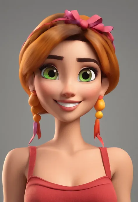 Mulher morena linda, filha mulher pequena, marido forte, estilo pixar