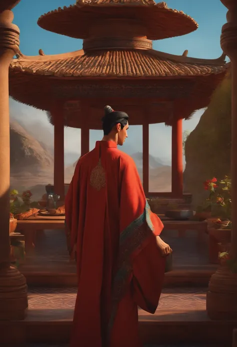 Criar um personagem no estilo pixar dentro de um jaleco. personagem oriental masculino