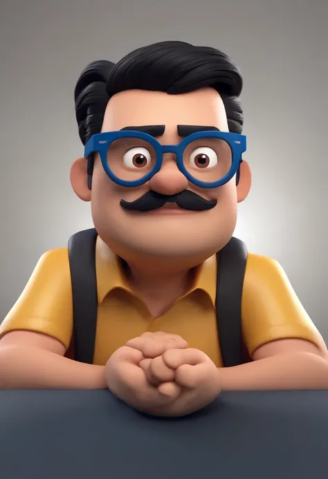 Cartoon character of a man wearing black glasses and a blue shirt, um personagem animado, Caractere estilizado, animation style rendering, 3D estilizado, Arnold Maya render, 3 d render stylized, toon render keyshot, Personagem 3D, Personagem 3D, 3d renderi...