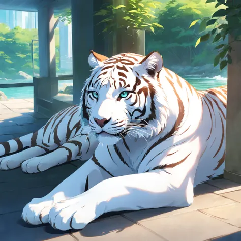 best qualtiy， tmasterpiece， 超A high resolution， realisticlying，White tiger，wide angles