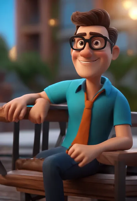 Cartoon character of a man with black glasses and a blue shirt, animation character, Caractere estilizado, animation style rendering, 3D estilizado, Arnold Maya render, 3 d render stylized, toon render keyshot, Personagem 3D, Personagem 3D, 3d rendering st...