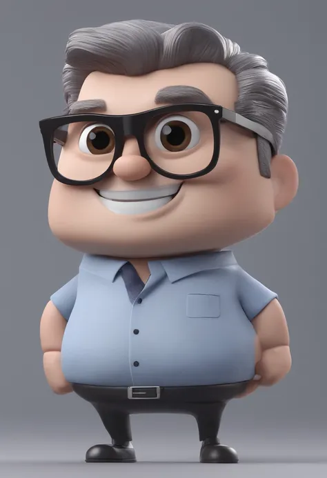 Cartoon character of a man with black glasses and a blue shirt, animation character, Caractere estilizado, animation style rendering, 3D estilizado, Arnold Maya render, 3 d render stylized, toon render keyshot, Personagem 3D, Personagem 3D, 3d rendering st...