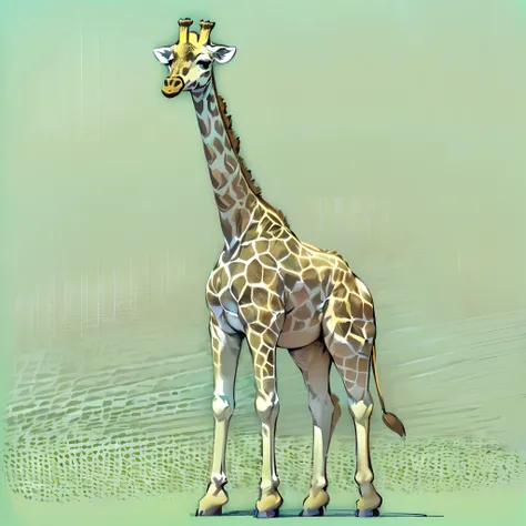 (((Simple background in white color)))，Side Angle，Giraffe only，Giraffe only，(Cute Anime Giraffe)，(((Fat giraffe)))，(((​masterpiece，high-level image quality，hightquality，masuter piece，8K)))，kawaii，(((Animal giraffe，Realistic Giraffe，Illustration of a giraff...