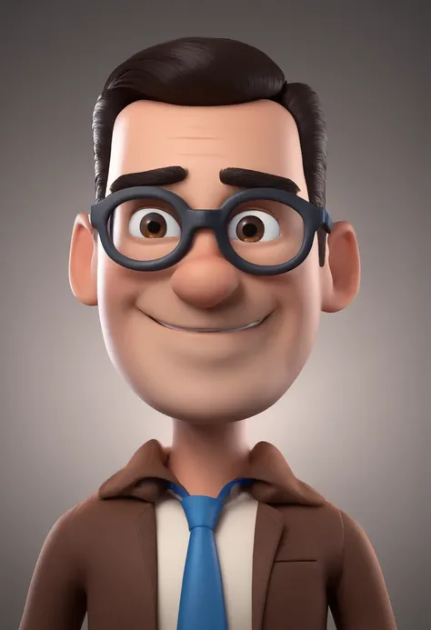 Cartoon character of a man with black glasses and a blue shirt, animation character, Caractere estilizado, animation style rendering, 3D estilizado, Arnold Maya render, 3 d render stylized, toon render keyshot, Personagem 3D, Personagem 3D, 3d rendering st...