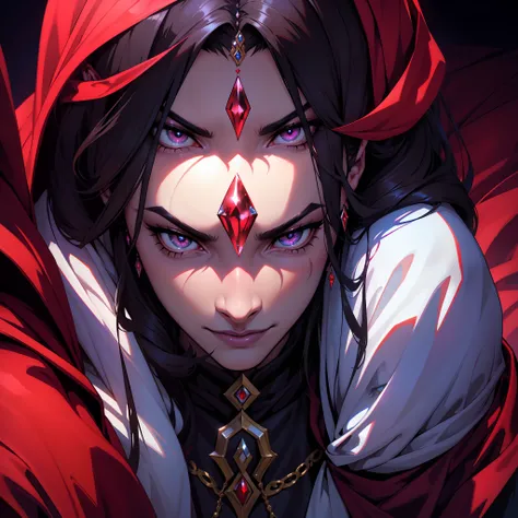 Arabian moroccan Castlevania Lord of Shadows hyper realistic super detailed face beautiful muscular beautiful scary face legendary red shiny crystal eyes with very beautiful princess shiny crystal eyes portrait Lord Dracula leading troops army of demons to...